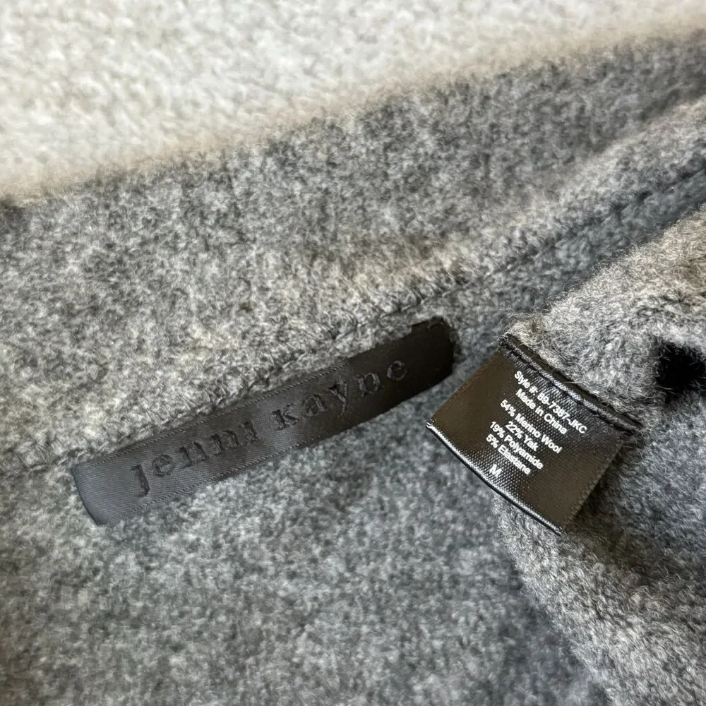 Jenni Kayne Cardigan Sweater Women Medium Tall Gray Lightweight Merino Wool Long